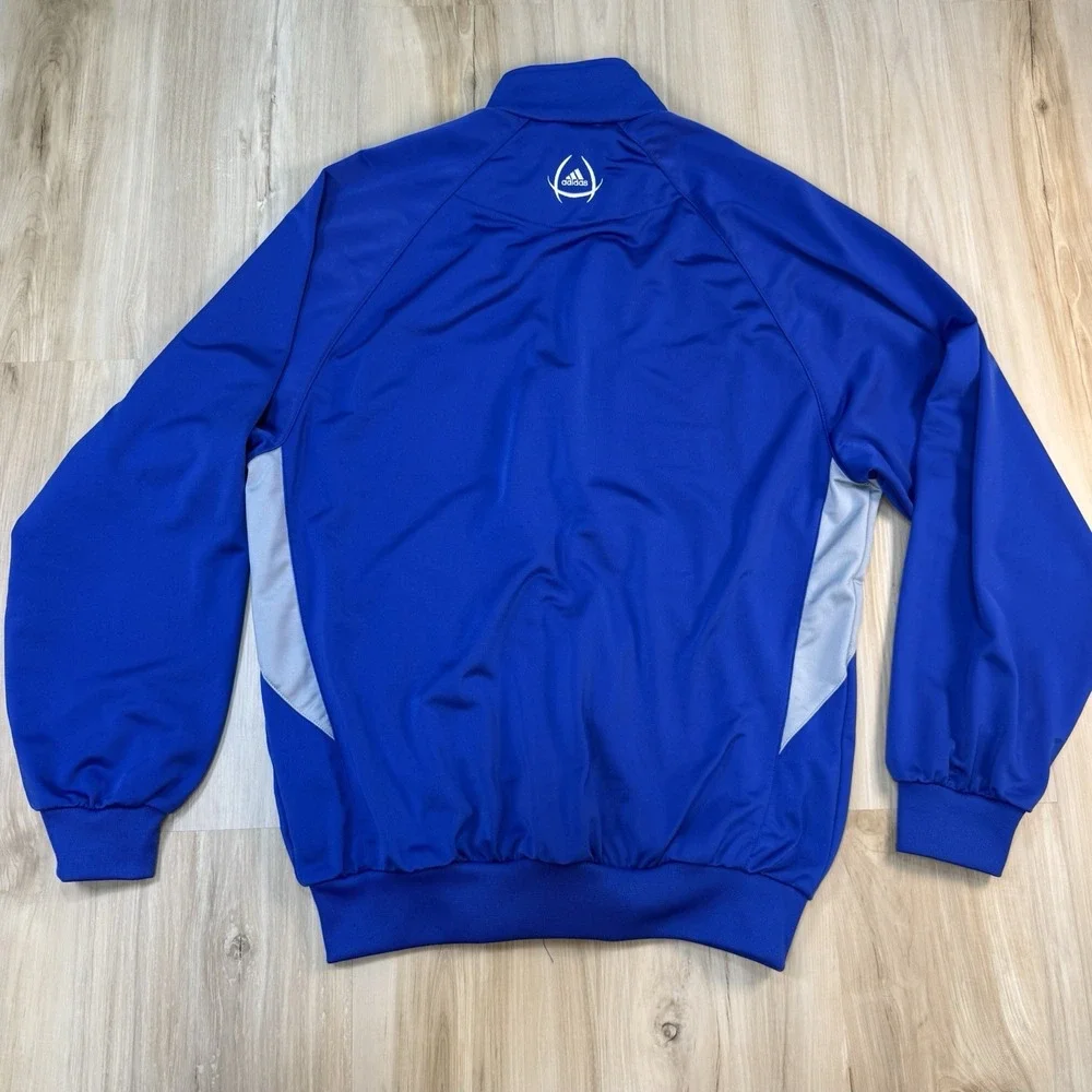 Vintage Adidas Track Jacket Men's Small Blue & Gray 3 Stripes Full Zip Pockets
